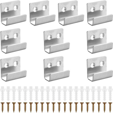 10 Pièces Crochets Muraux Robustes,Support d'Affichage de Carreaux de Céramique,Equerre en U pour Fixation Miroir Mural, Crochet Robuste Carreaux pour Cuisine Garage Bain (Argent) (1/5)