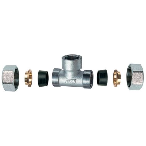 RACCORDO CROMATO A T  CON 2 MONOCONI IN GOMMA PER RAME- 3/4 x 18- FAR- pezzi 1