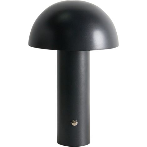 Lámpara de mesa moderna de hierro para interior y exterior con luz LED inalámbrica seta negro Bojo