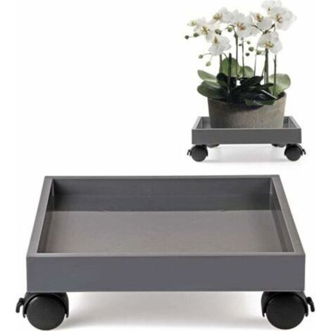 Support à roulettes pour pots de fleurs, support à plantes à roulettes, soucoupe en ABS, pour déplacer les pots de fleurs, fleurs de terrasse, capacité de charge 50 kg (carré) (1/5)