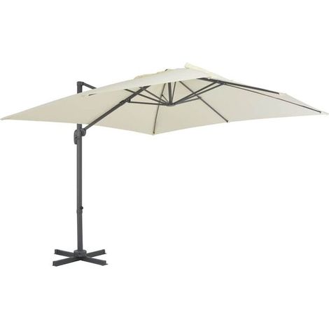 Parasol de jardin déporté avec mât en aluminium 300 x 300 cm sable - Ombrelle jardin terrasse balcon extérieur résistant (1/5)