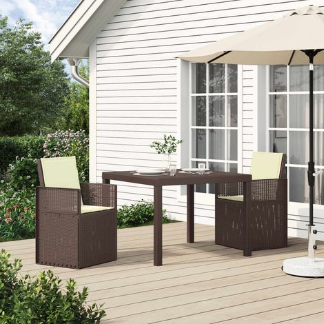 Ensemble de salle à manger pour jardin 3 pcs Marron et crème PP vidaXL (1/5)
