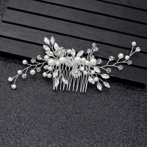 Peigne Epingle,mariage cristal peigne cheveux,Femme Perle Bijoux ,Bijoux Cheveux Mariée Peigne, Élégant Bijoux de tête (1/4)