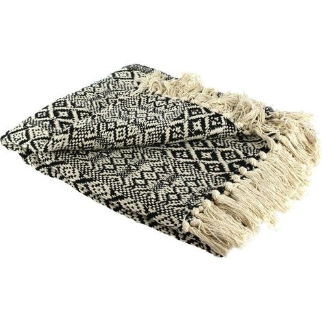 FUNDA DE CAMA Étnica 120x150 cm FLECOS blanco y negro (1/5)