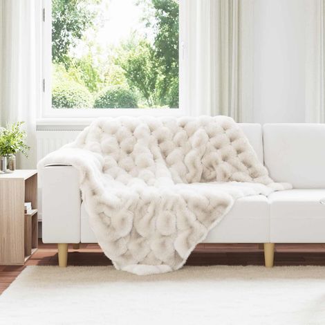 Rutschfeste Decke aus Kunstkaninchenfell Olite Weiß Polyester