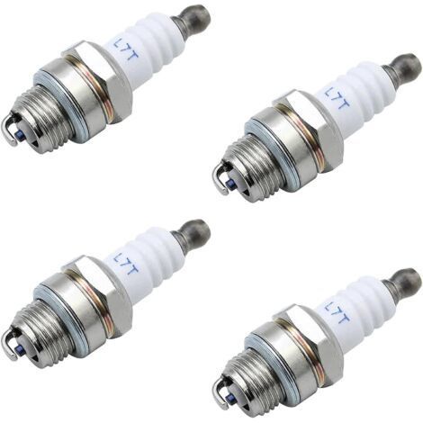 Lot de 4 bougies dallumage L7T pour moteurs 2 temps- compatibles avec les débroussailleuses, tondeuses à gazon, coupe-haies, motoculteurs et tronçonneuses (1/5)
