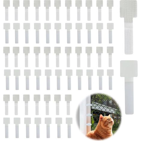 60 Stück Befestigungshaken für Katzennetze, Klebehaken, Sicherheitsnetz, extra starke Klebehaken für den Außenbereich, Balkonschutz für Katzen, kein Bohren erforderlich, Balkonfensterschutz für Katzen
