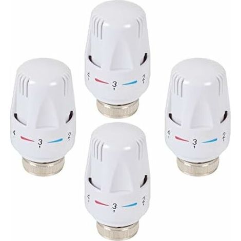 Têtes de radiateur thermostatiques - Lot de 4 pour remplacement, économes en énergie. (1/4)