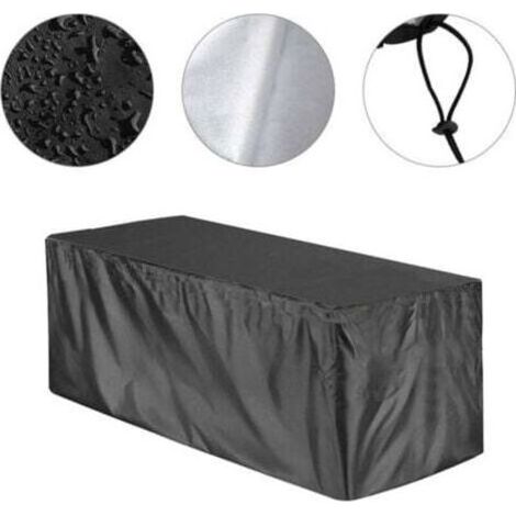 FENOPLASTICAHousse imperméable pour coffre de jardin, housse de jardin avec fermeture éclair, tissu Oxford 210D, résistant aux UV – Rectangulaire (123 x 62 x 55 cm) (1/4)