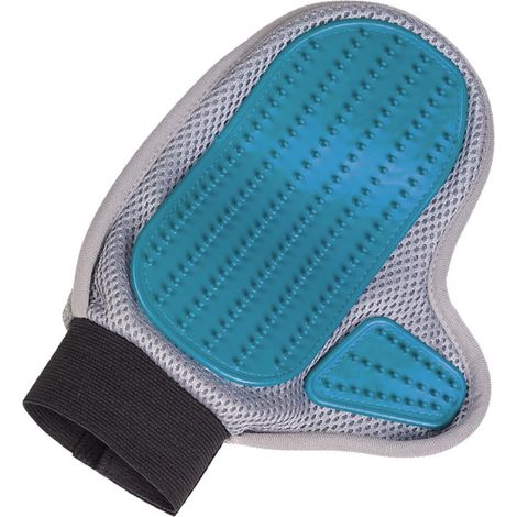 Nobby – Gant de toilettage pour chiens – Gris, côté caoutchouc et côté microfibre (1/2)