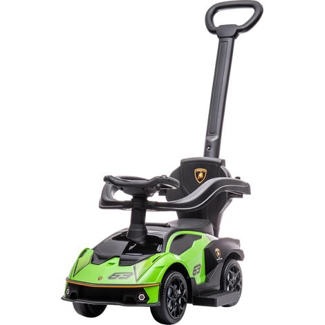 Voiture à pousser enfant 1-3 ans porteur avec poignée klaxon cantonnière vert