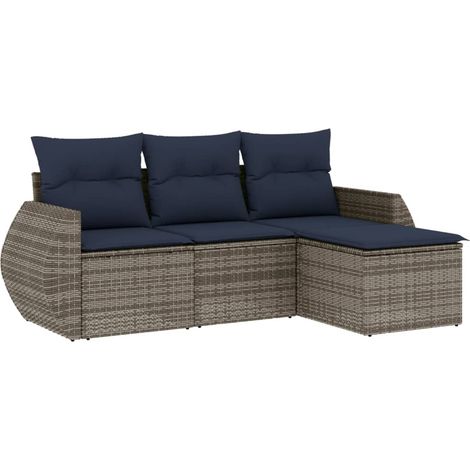 Maison Exclusive - 4-teiliges Gartensofa-Set mit Kissen, grau, Po