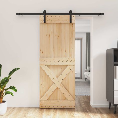 vidaXL Porta scorrevole Naturale e Nero 80 x 210 cm