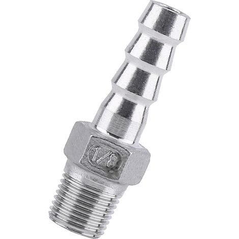 Raccord fileté mâle pour tuyau d'arrosage, connecteur à embout cannelé en acier inoxydable 304 (1/8" x 8 mm) (1/5)