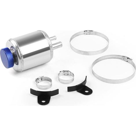 Applicable Universal Aluminum Fuel Cell Surge Tank Power Steering Tank Oil Catch Can Tank Power Steering Fluid Reservoir Tank With Clamps Kit (1/5)