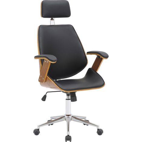 Silla de oficina Chicago en cuero sintético & Madera Nogal/negro