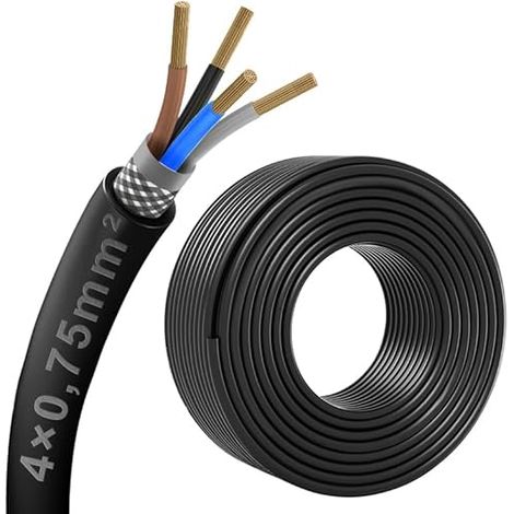 20 mètres de câble blindé à 4 conducteurs 4 x 0,75 mm², câble blindé EMI/RFI pour automobile, haut-parleur, imprimante 3D, broche VFD CNC, moteur pas à pas, transmission de signal, etc (1/5)
