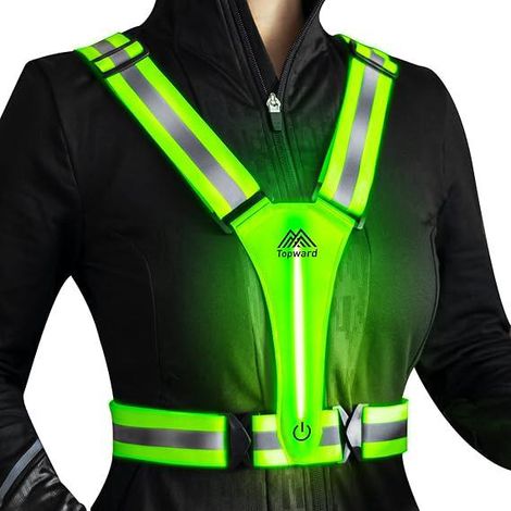 Gilet de sécurité réfléchissant à LED, gilet lumineux pour la marche et le cyclisme nocturnes, gilet de course haute visibilité avec bandes réfléchissantes. (1/5)