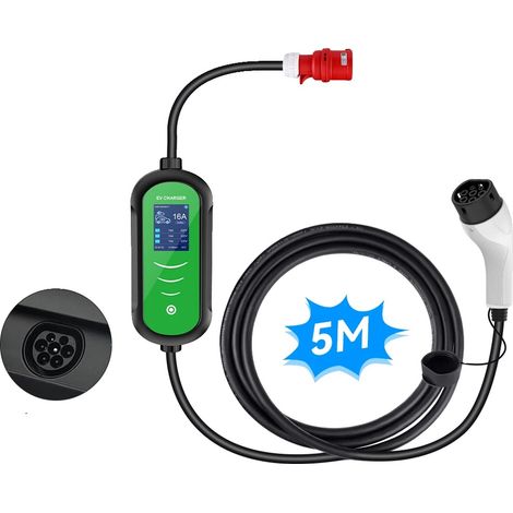Chargeur EV, Design Portable, Fonctionnalités de Charge Sûre, 11KW 16A 3Phase 5M, TYPE2 (1/2)