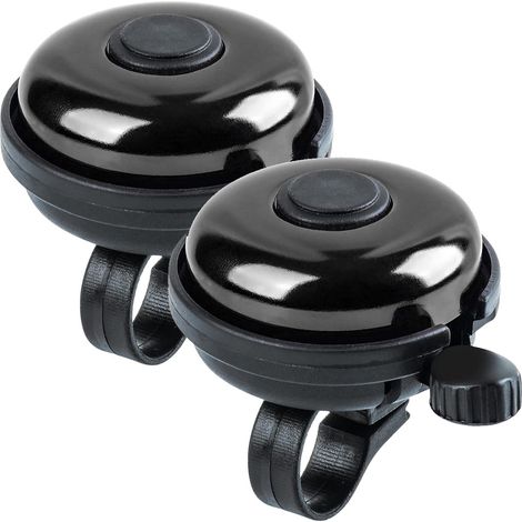 Lot de 2 Sonnette de vélo, aluminium, son clair, guidon 52mm, noir, adulte enfant (1/5)
