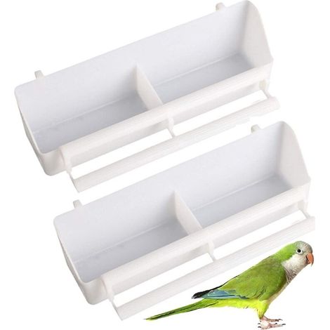 2 Pièces Mangeoire Oiseau Double Abreuvoir Nourriture pour Cage Blanche (1/5)