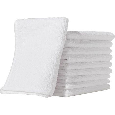 Furniture Clinic Pack de 10 Chiffons en Microfibre - Non Pelucheux - Chiffons de Nettoyage Blancs - Réutilisables et lavables (1/5)