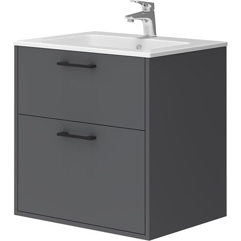 Badmöbel-Set Lanco, Anthrazit, 61 x 61.5 cm mit Waschbecken, Vicco