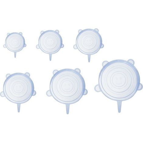 Set di 6 coperchi in silicone per barattoli, di diverse dimensioni. (1/5)