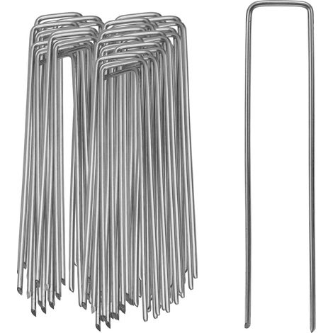 SWANEW 1000 Stück Ø2,8mm Erdanker 150x25mm Befestigungsanker Verzinkter Silber, Erdnägel Bodenanker, Rostbeständig, Angeschrägte Enden, Zum Einschlagen