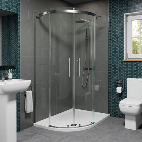 1200x800mm Offset LH Quadrant Shower Enclosure Frameless 8mm Glass Tray & Waste (1/5)