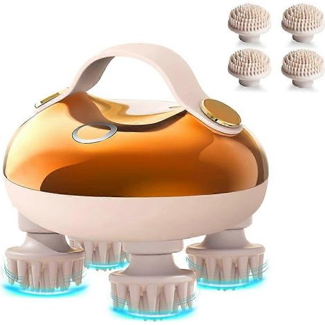 Elektrisches 5-in-1-Kopfhautmassagegerät mit 128 Massageköpfen, wasserdicht, zur Stresslinderung und Entspannung der Haare. (1/5)