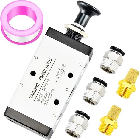 3/8 "BSP 5 voies 2 positions Vanne à levier pneumatique Electrovanne pneumatique Commande manuelle Push-Pull 4R310-10 (1/5)
