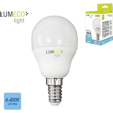 EDM Sphärische LED-Glühbirne E14 5W 400lm 6400K Kaltlicht Ø4,5x8cm