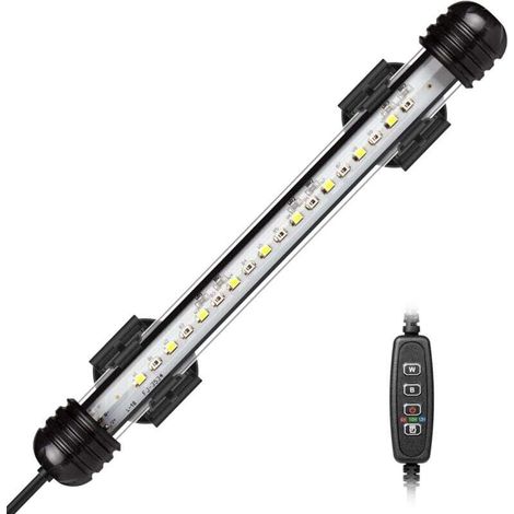 Barre lumineuse LED submersible de 7,5 pouces pour aquarium, avec minuterie marche/arrêt automatique et variateur de luminosité