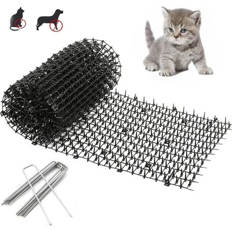 Anti-Chat avec Pointes, Pointes Anti-Chat Chat Scat Tapis,Tapis de Dissuasion Répulsif pour Chat Chien Animal,avec 8 Ancrages au