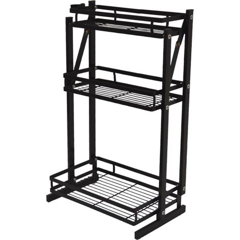 Organisateur de comptoir - Noir - Pliable - Étagère à épices - Porte-épices sur pied - Rangement pour ustensiles de cuisine (1/5)