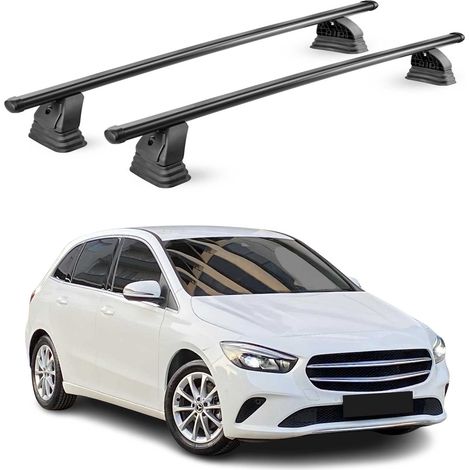 OMAC Barres de toit transversales en acier pour Mercedes Classe B W247 2019-2026 – TÜV / DIN 75302:2019 – Antivol inclus – Rainure en T (accessoires) – Charge max 75 kg – 2 barres – Noir (1/5)