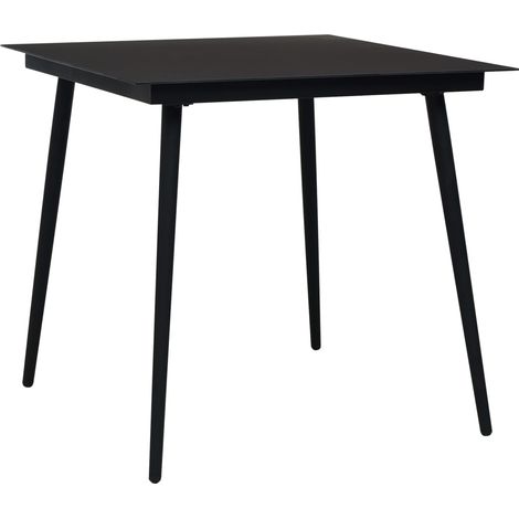 Garten-Esstisch Schwarz 80x80x74 cm Stahl und Glas