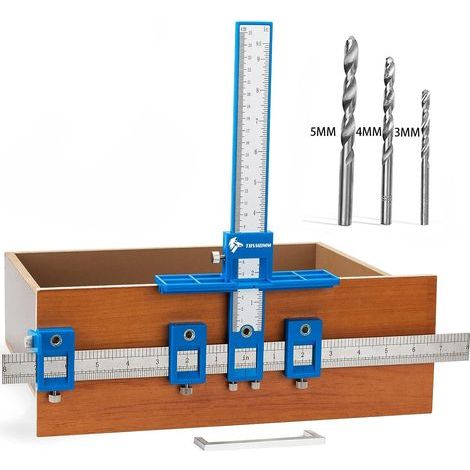 Gabarit de Quincaillerie, Gabarit de Perçage Réglable, Localisateur de Poinçons Avec 4.2mm foret, Guide de Perçage pour Monter des Poignées Sur des Portes ou des Tiroirs (1/5)