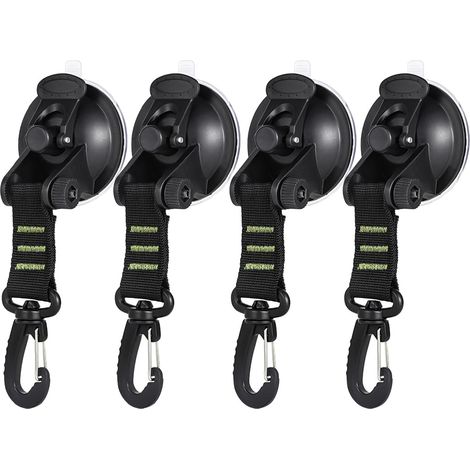 Ancoraggio a ventosa in 4 pezzi con gancio di fissaggio, gancio a ventosa per auto, accessorio per tenda laterale auto, telo da campeggio, per auto, barca, campeggio, tenda, bagagli (verde)