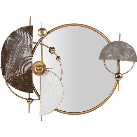 Metall Wanddeko Spiegel Braun Gold 94X8X70 cm (1/5)
