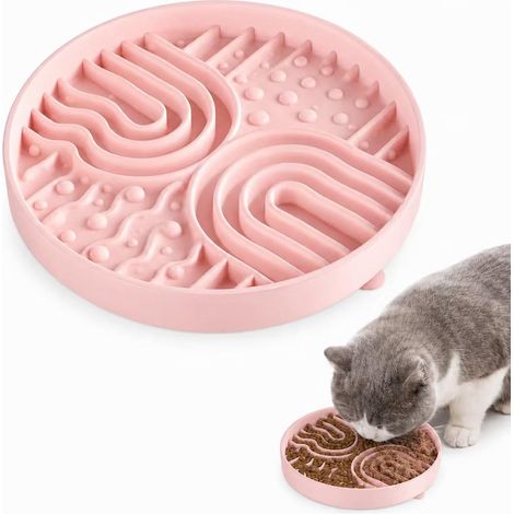 Gamelle Anti Glouton Chat ou Chien, Gamelle à Alimentation Lente, Rose (1/5)