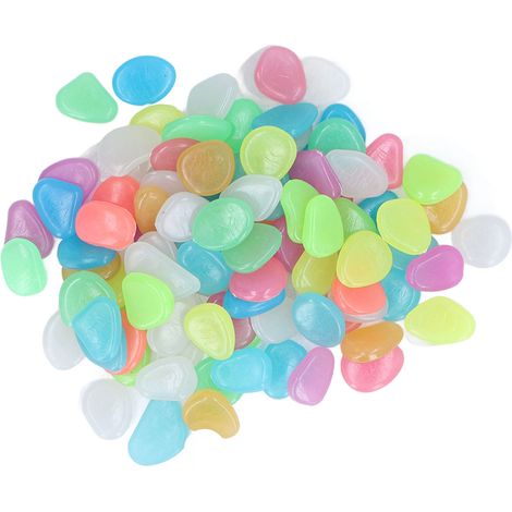 Pierres lumineuses d'extérieur, galets fluorescents colorés pour allées et chemins de jardin sombres, 100 galets/sachet, couleurs assorties (1/5)
