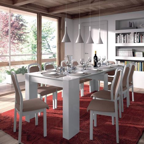 Table console extensible multifonctionnelle, couleur blanc brillant, Dimensions 90 x 78 x 51 cm (1/5)