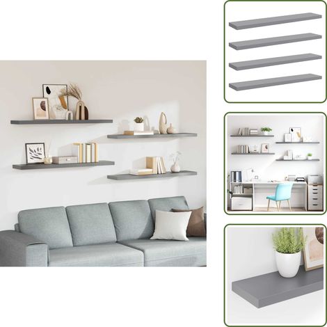 Étagères murales flottantes 4 pcs gris 120x23,5x3,8 cm MDF - Étagères Murales - Étagères Flottantes - Décoration Murale - Rangement Mural - Meubles Déco
