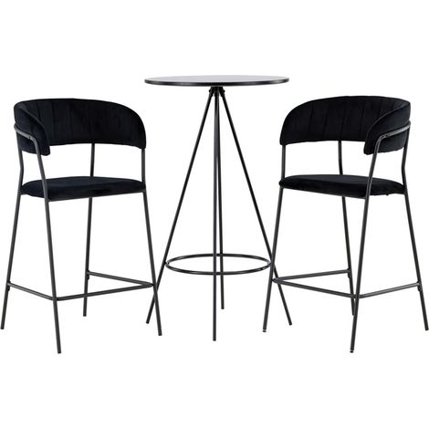Ensemble Table de Bar & 2 Chaises "Bistro & Lui" 105cm Noir