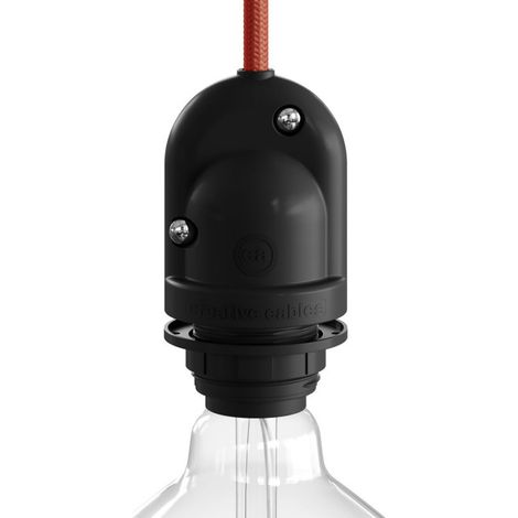 PORTALÁMPARAS PARA EXTERIOR E27 NEGRO. IP65 (RETRACTILADO)