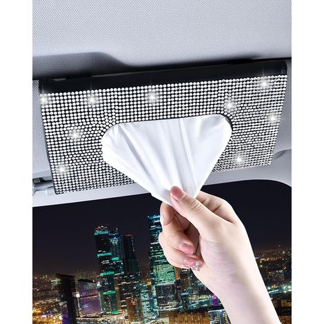 1 porte-papier pour pare-soleil de voiture, en cuir PU orné de strass, accessoire auto pour femme. (1/3)