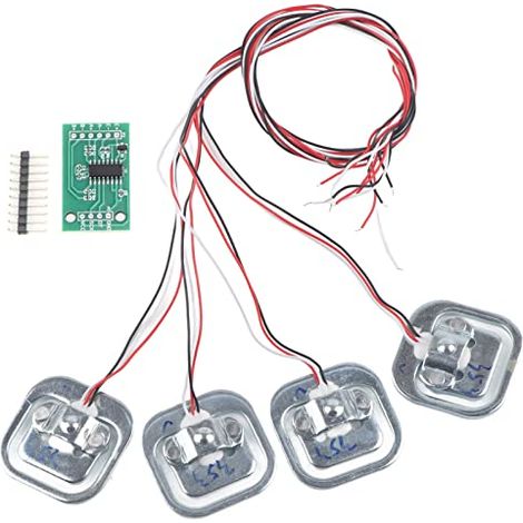 Ej.Life Fafeicy HX711 Modul + 4 Stk Persönliches 50 kg Halbbrücken-Dehnungsmessstreifen Gewichtungssensorset, mit drei Betriebsarten ausgestattet ist und zwei analoge Kanaleingänge, 34 34 mm Sensorgr (1/5)