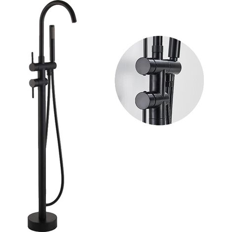 Robinet de salle de bain, design sur pied, mélangeur eau chaude et froide, Noir Mat A (1/2)